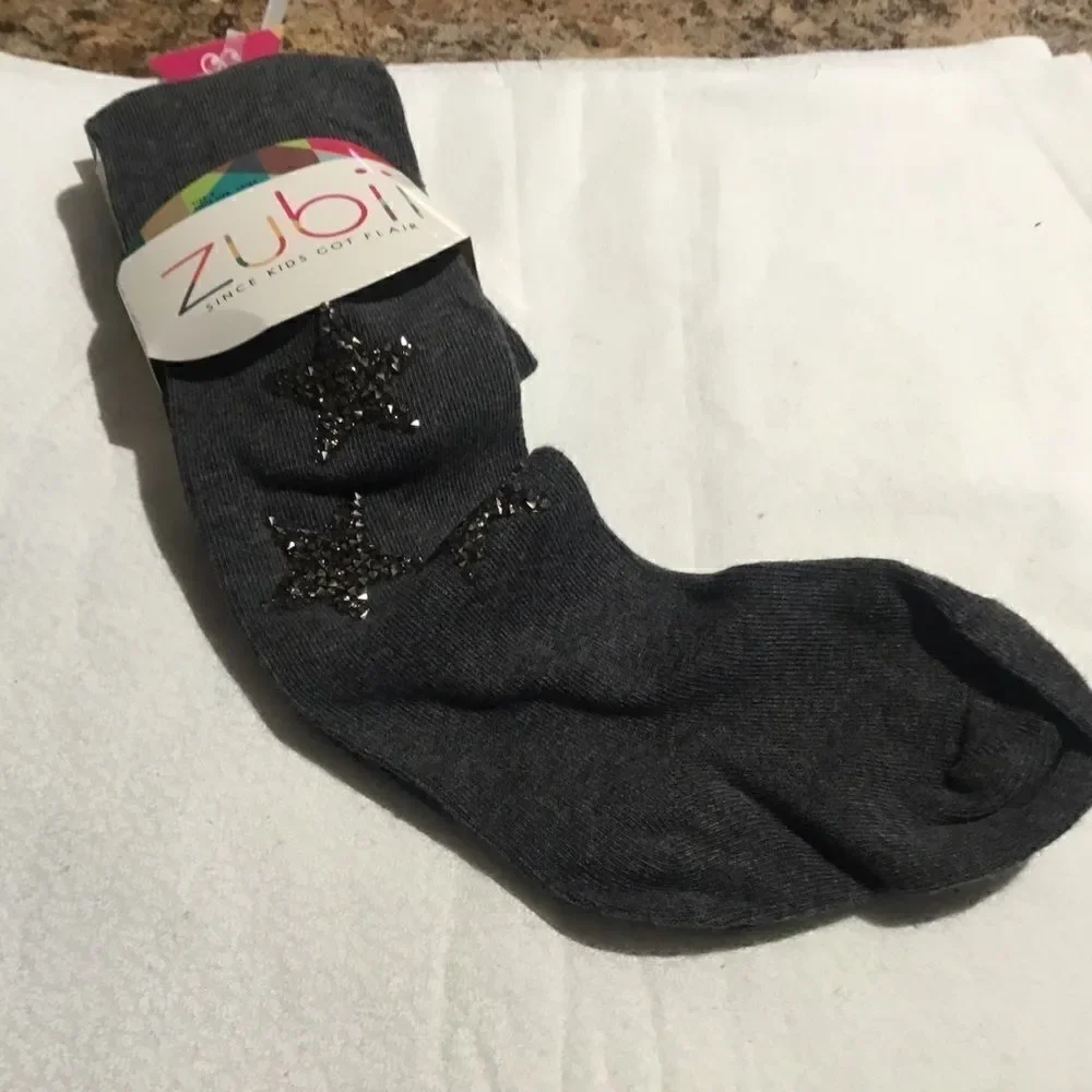 SALE. BUY 3/$10. NWT. Girls Tights Sz. 2. Grey w/Stars